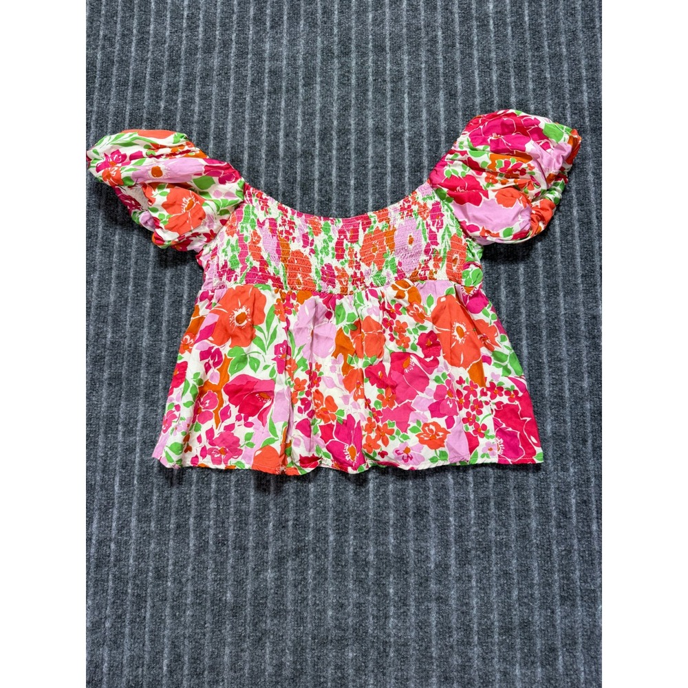 ASTR The Label Floral Puff Sleeve Top Medium Peplum Cottagecore Coquette‎ Floral - Picture 3 of 6